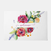 Roze aquarel bloemen gepersonaliseerd deurmat (Voorkant)
