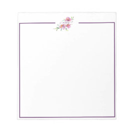 Roze aquarel bloemen gepersonaliseerd notitieblok