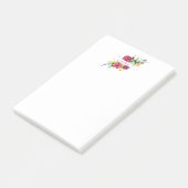 Roze aquarel bloemen gepersonaliseerd post-it® notes (Schuin)