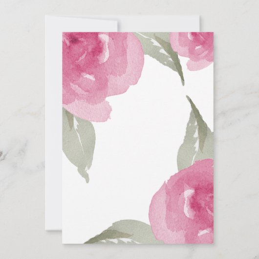 Roze Aquarel Bloemen Kaart (Achterkant)