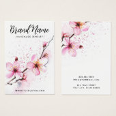 Roze aquarel bloemen oorbelkaart visitekaartje (Voorkant /achterkant)