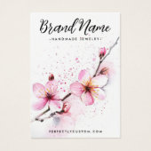 Roze aquarel bloemen oorbelkaart visitekaartje (Voorkant)