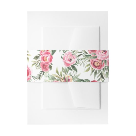 Roze Aquarel Bloemen Uitnodigingen Wikkel (Voorkant Voorbeeld)