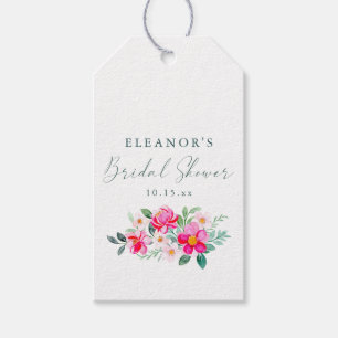 Roze Aquarel Bloemend Schrift Maatwerk Bruidsdouch Cadeaulabel