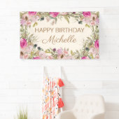Roze Aquarel Bloemengelukwens Spandoek (Insitu)