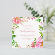 Roze Aquarel Bloemenkrans Rustieke Bruidsdouche