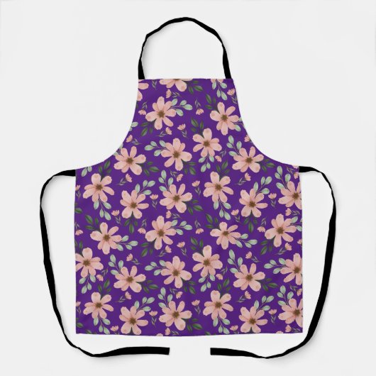 roze aquarel bloemenpatroon schort (Voorkant)