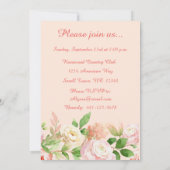 Roze Aquarel Bloemenrand Uitnodiging (Achterkant)