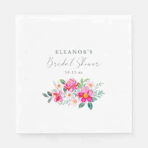 Roze Aquarel Bloemenschrift Aangepaste Bruiloftssh Servet