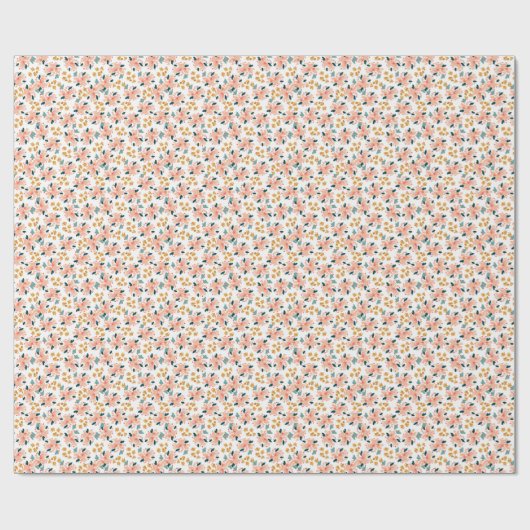 Roze Aquarel Bloementuin Cadeaupapier (Vlak)