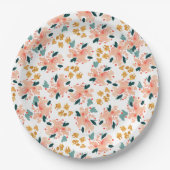 Roze Aquarel Bloementuin Papieren Bordje (Voorkant)