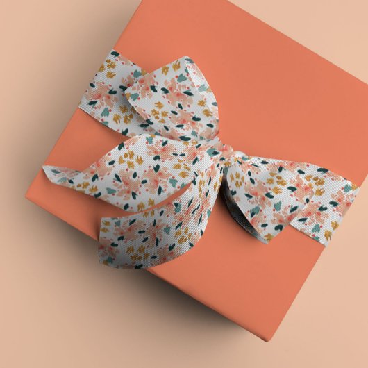 Roze Aquarel Bloementuin Satijnen Lint