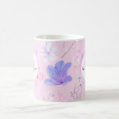 Roze Aquarel Bloemenvlinders Monogram Koffiemok (Center)