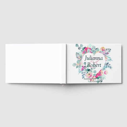 Roze aquarel bloemhart trouw gastboek gastenboek (Volledig)