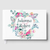 Roze aquarel bloemhart trouw gastboek gastenboek (Voorkant)