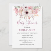 Roze Aquarel Bloemige Baby Shower Uitnodiging (Voorkant)