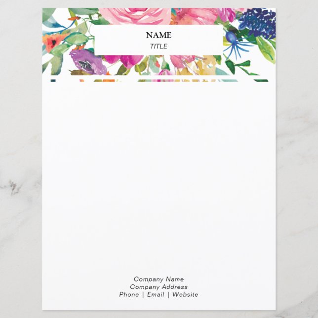 Roze Aquarel Bloemige Briefhoofd (Voorkant)