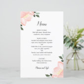 Roze Aquarel Bloemige Elegante Trouwmenu (Staand voorkant)