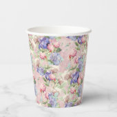 Roze Aquarel Bloemige Pastel Papieren Bekers (Achterkant)