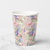 Roze Aquarel Bloemige Pastel Papieren Bekers (Rechts)