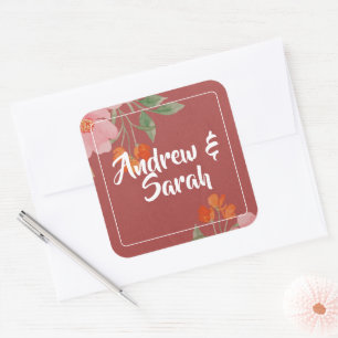 Roze Aquarel Bloemige Persoonlijke Namen Label