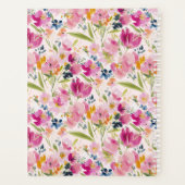 Roze Aquarel Bloemige Shabby Chic Patroon Planner (Achterkant)