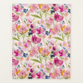 Roze Aquarel Bloemige Shabby Chic Patroon Planner (Voorkant)