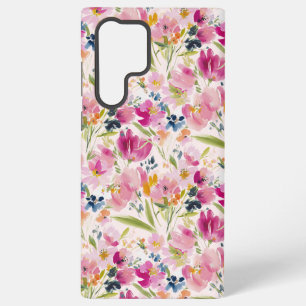 Roze Aquarel Bloemige Shabby Chic Patroon Samsung Galaxy Hoesje