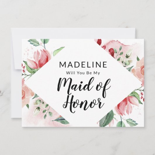 Roze Aquarel Bloemige Trouvaille Uitnodigingskaart (Voorkant)