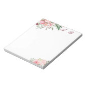 Roze aquarel bloemmotief notitieblok (Linkerzijde)