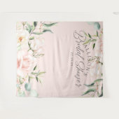 roze aquarel bloemrijke chic bruidsfeest achtergro wandkleed (Voorkant (horizontaal))