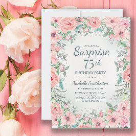 Roze Aquarel Bloemrozen Parels 75e Verjaardag