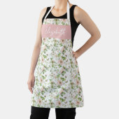 Roze Aquarel Bloemstuk Aangepaste Naam Schort (Insitu)