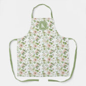 Roze Aquarel Bloemstuk Custom Monogram Schort (Voorkant)