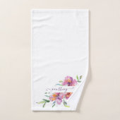 Roze aquarel bloemstuk gepersonaliseerd bad handdoek (Handdoek)
