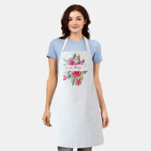Roze aquarel bloemstuk gepersonaliseerd schort (Gedragen)