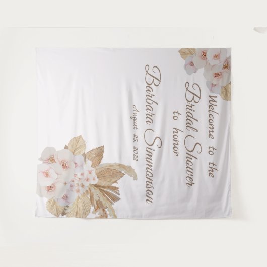 Roze Aquarel Boho Gedroogde Pampa Gras Bruiloft Wandkleed (Voorkant (horizontaal))