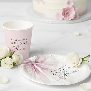 Roze Aquarel Boog Bruidsdiner Papieren Bordje