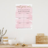 Roze aquarel brengt uw stem Baby Naam Stemmen Poster (Keuken)