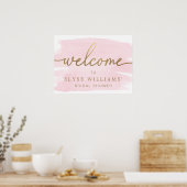 Roze Aquarel Bruidsfeest Welkomstbord Poster (Keuken)