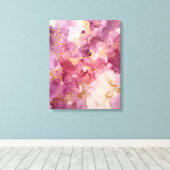 Roze aquarel canvas afdruk (Insitu (Houten vloer))