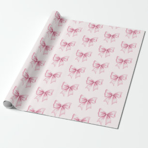 Roze Aquarel Coquette Strik Modieus Vrouwelijk Mei Cadeaupapier