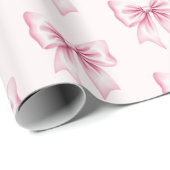 Roze Aquarel Coquette Strik Modieus Vrouwelijk Mei Cadeaupapier (Rol Hoek)