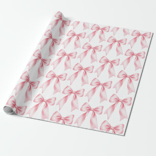 Roze Aquarel Coquette Strik Modieus Vrouwelijk Mei Cadeaupapier