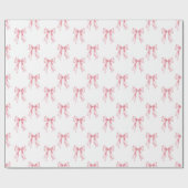 Roze Aquarel Coquette Strik Trendige Vrouwelijke M Cadeaupapier (Vlak)