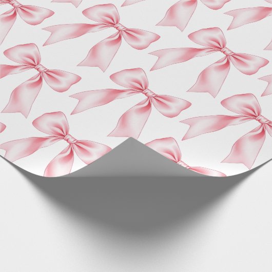 Roze Aquarel Coquette Strik Trendige Vrouwelijke M Cadeaupapier (Hoek)