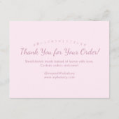 Roze Aquarel Cupcake Koekje Verzorgingsinstructies Bedankkaart (Achterkant)