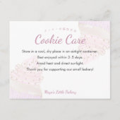 Roze Aquarel Cupcake Koekje Verzorgingsinstructies Bedankkaart (Voorkant)