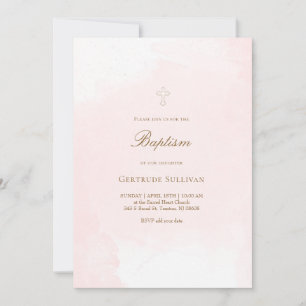 roze aquarel Doop Kaart