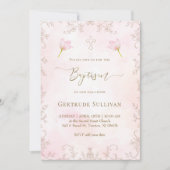 roze aquarel Doop Kaart (Voorkant)